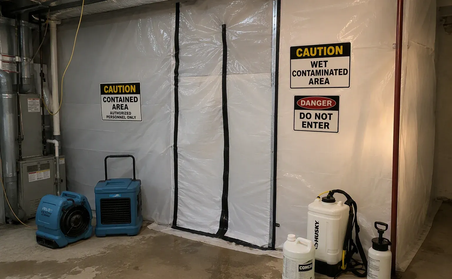 Sewage cleanup and water extraction in a Sumter property